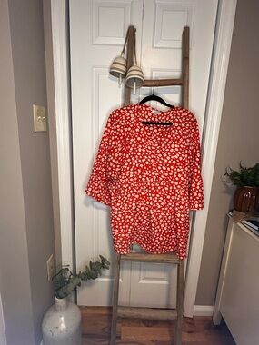 Chic Soul Red and White Polka Dot Tunic Top